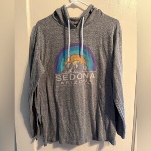 Sedona Arizona Gray Graphic Hoodie with Colorful Rainbow